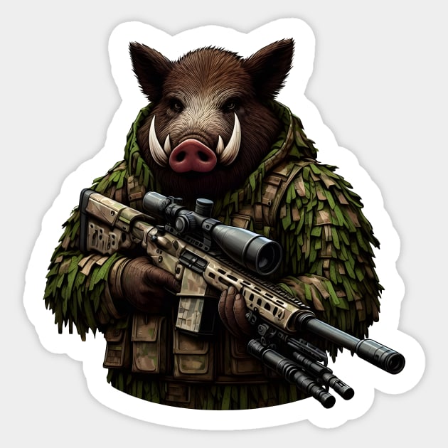 Sniper Wild Boar Sticker by Rawlifegraphic